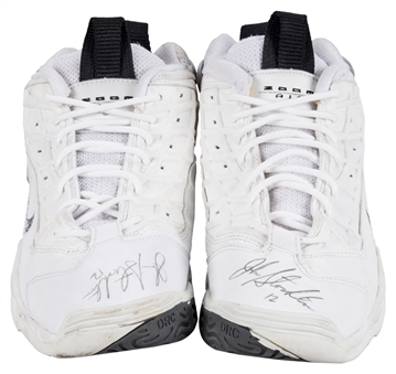 1996-97 John Stockton Game Used & Dual Signed Utah Jazz Nike Sneakers (MEARS & JSA)